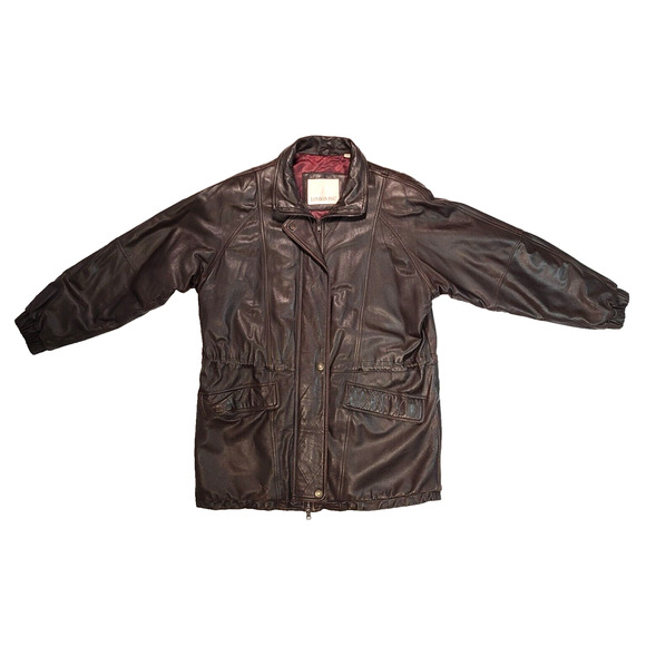 London Fog Men's Brown Soft Leather Overcoat Jacket Quilted Lining Size Large - Picture 1 of 10